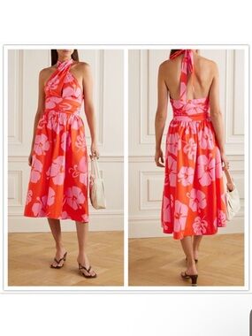 STAUD Moana Floral Dress in Red Hibiscus Size 10